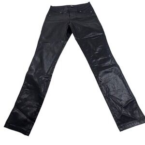 Women's 1822 Denim Coated Black sparkly Skinny‎ Jeans Faux Leather  Size 26 New